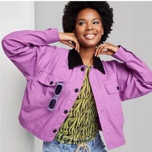💜BOGO Purple Jean Jacket with Black Collar